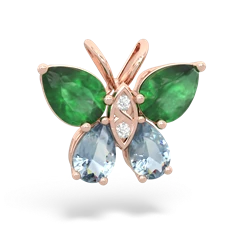 Emerald Butterfly 14K Rose Gold pendant P2215