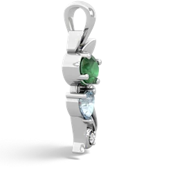 Emerald Kitten 14K White Gold pendant P5780