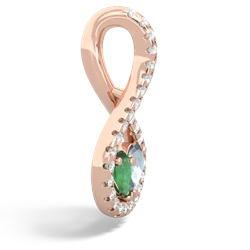 Emerald Pave Twist 'One Heart' 14K Rose Gold pendant P5360