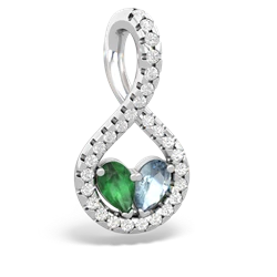 Emerald Pave Twist 'One Heart' 14K White Gold pendant P5360