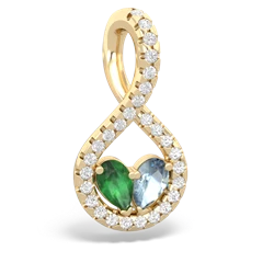 Emerald Pave Twist 'One Heart' 14K Yellow Gold pendant P5360