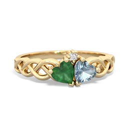 Emerald Heart To Heart Braid 14K Yellow Gold ring R5870