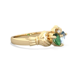 Emerald 'Our Heart' Claddagh 14K Yellow Gold ring R2388