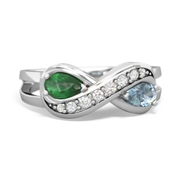 Emerald Diamond Infinity 14K White Gold ring R5390