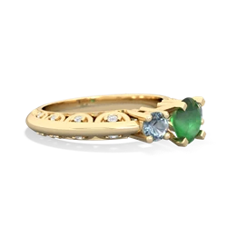 Emerald Art Deco Eternal Embrace Engagement 14K Yellow Gold ring C2003