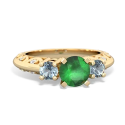 Emerald Art Deco Eternal Embrace Engagement 14K Yellow Gold ring C2003