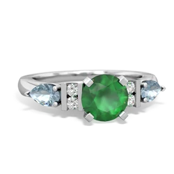 Emerald 6Mm Round Eternal Embrace Engagement 14K White Gold ring R2005