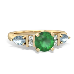 Emerald 6Mm Round Eternal Embrace Engagement 14K Yellow Gold ring R2005