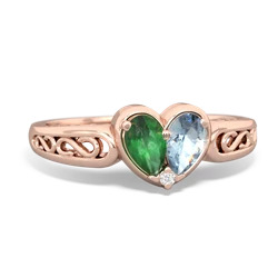 Emerald Filligree 'One Heart' 14K Rose Gold ring R5070