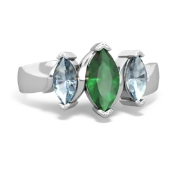 Emerald Three Peeks 14K White Gold ring R2433