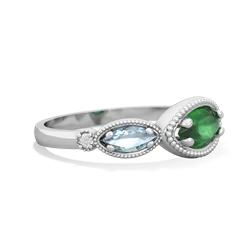 Emerald Milgrain Marquise 14K White Gold ring R5700