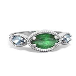 Emerald Milgrain Marquise 14K White Gold ring R5700