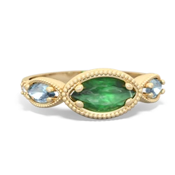 Emerald Milgrain Marquise 14K Yellow Gold ring R5700