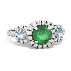 Emerald Regal Halo 14K White Gold ring R5350