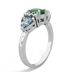 Emerald Antique Style Three Stone 14K White Gold ring R2186