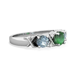 Emerald Hugs And Kisses 14K White Gold ring R5016