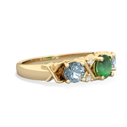 Emerald Hugs And Kisses 14K Yellow Gold ring R5016