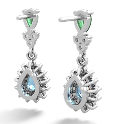 Emerald Halo Pear Dangle 14K White Gold earrings E1882