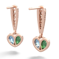 Emerald Filligree Heart 14K Rose Gold earrings E5070