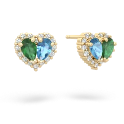 Emerald Halo 14K Yellow Gold earrings E7008