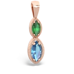 Emerald Antique-Style Halo 14K Rose Gold pendant P5700