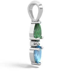 Emerald Bowtie Drop 14K White Gold pendant P0865