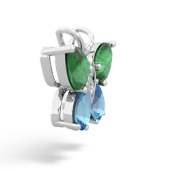 Emerald Butterfly 14K White Gold pendant P2215