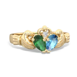 Emerald 'Our Heart' Claddagh 14K Yellow Gold ring R2388