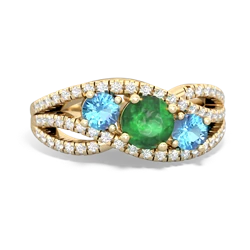 Emerald Three Stone Aurora 14K Yellow Gold ring R3080