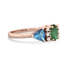 Emerald Antique Style Three Stone 14K Rose Gold ring R2186