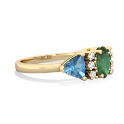 Emerald Antique Style Three Stone 14K Yellow Gold ring R2186