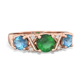 Emerald Hugs And Kisses 14K Rose Gold ring R5016