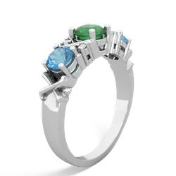 Emerald Hugs And Kisses 14K White Gold ring R5016