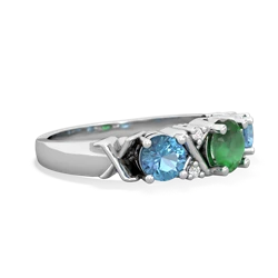 Emerald Hugs And Kisses 14K White Gold ring R5016