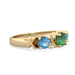 Emerald Hugs And Kisses 14K Yellow Gold ring R5016