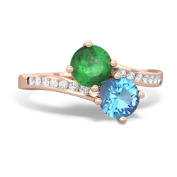 Emerald Channel Set Two Stone 14K Rose Gold ring R5303