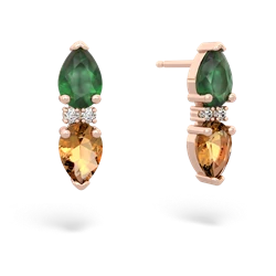 Emerald Bowtie Drop 14K Rose Gold earrings E0865