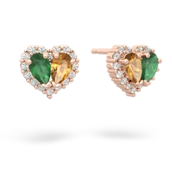 Emerald Halo 14K Rose Gold earrings E7008