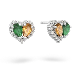 Emerald Halo 14K White Gold earrings E7008