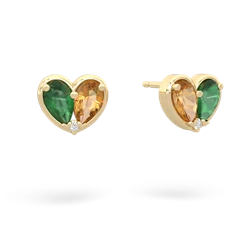 Emerald 'Our Heart' 14K Yellow Gold earrings E5072