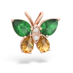 Emerald Butterfly 14K Rose Gold pendant P2215