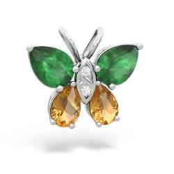 Emerald Butterfly 14K White Gold pendant P2215