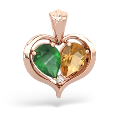 Emerald Two Become One 14K Rose Gold pendant P5330