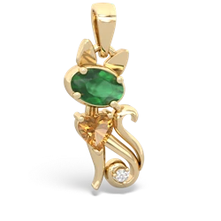 Emerald Kitten 14K Yellow Gold pendant P5780