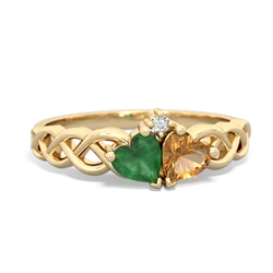 Emerald Heart To Heart Braid 14K Yellow Gold ring R5870