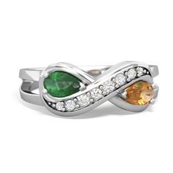 Emerald Diamond Infinity 14K White Gold ring R5390