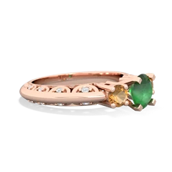 Emerald Art Deco Eternal Embrace Engagement 14K Rose Gold ring C2003