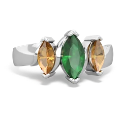 Emerald Three Peeks 14K White Gold ring R2433