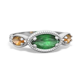 Emerald Milgrain Marquise 14K White Gold ring R5700