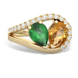 Emerald Nestled Heart Keepsake 14K Yellow Gold ring R5650